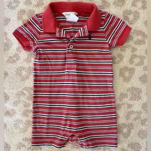Ralph Lauren Red,White, & Blue Stripe Collared Romper Size 3 Month